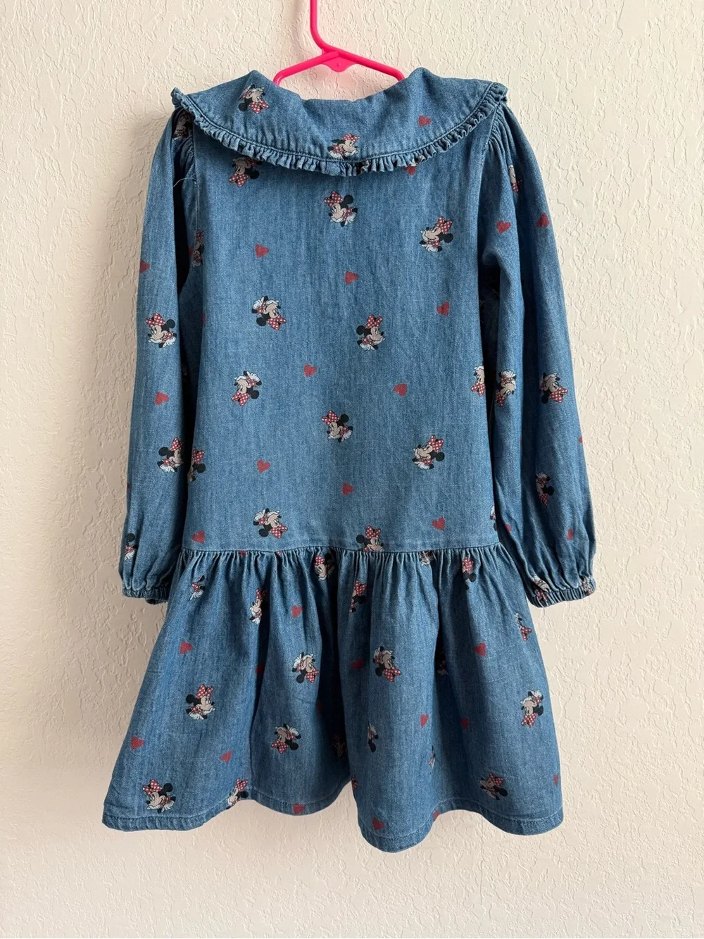 GAP Denim Minnie Mouse Dress with Red Heart Accents - Blue